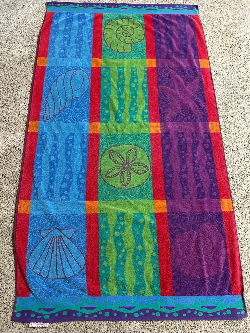 Vintage Barth & Dreyfuss Royal Terry Beach Theme W Vibrant Colors Beach Towel